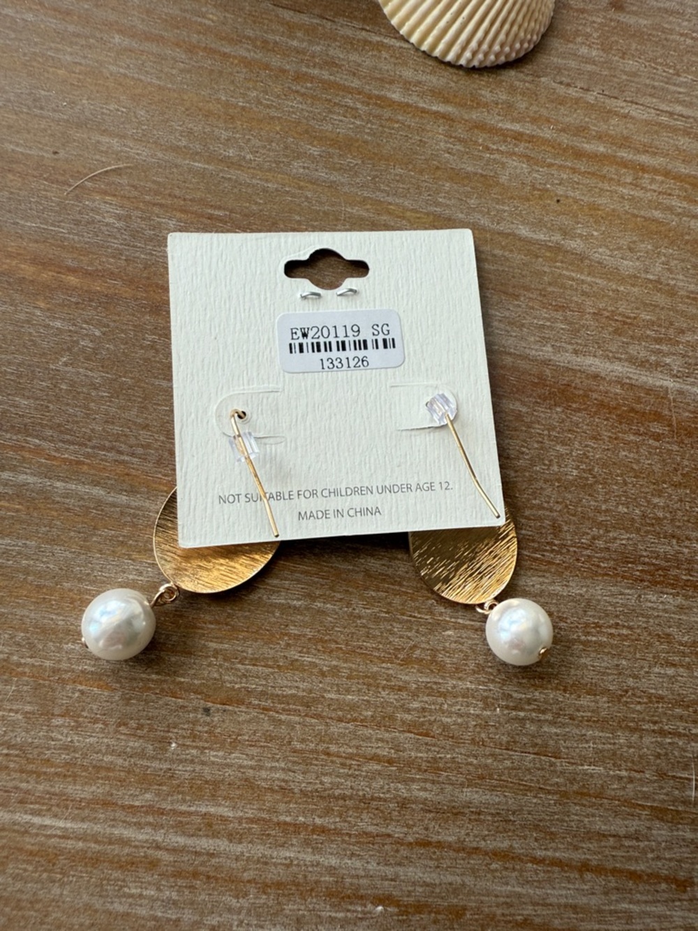 Gold Disc and Pearl Drop Earrings - Women Jewelry - Picture 3 of 12